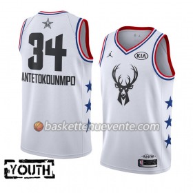 Maillot Basket Milwaukee Bucks Giannis Antetokounmpo 34 2019 All-Star Jordan Brand Blanc Swingman - Enfant